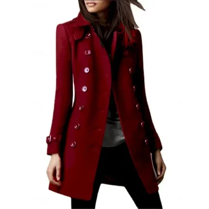 Women's Winter Coat Comfortable Breathable Slim Fit Fashion OL Style Plain Work Street Single Breasted Regular Lapel Regular Fit Long Sleeve Outerwear Black Burgundy Blue Spring Fall - Image 4