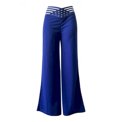 Women's Wide Leg Chinos Baggy Pants Fashion Streetwear Full Length High Waist Plain Elastic Waistband Comfy Soft Comfortable Micro-elastic Outdoor Street Black White Blue Fuchsia Regular Fit - Image 4