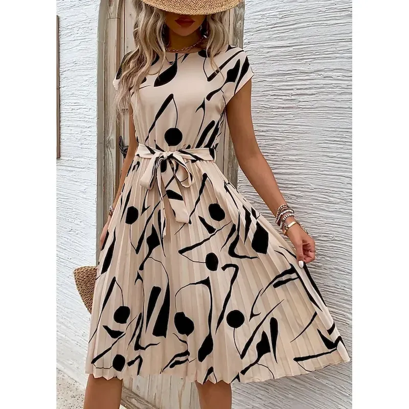 eollpz1733890026416.webp Women's Graphic Crew Neck Maxi Dress Short Sleeve Summer Spring - Image 1