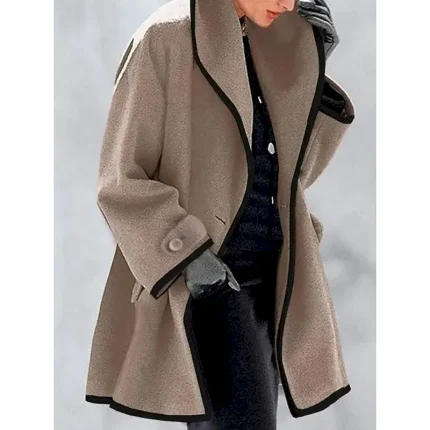 Women's Winter Coat Coat Cloak / Capes Windproof Warm Buttons Pocket Casual Street Style Plain Vacation Work Street Daily Wear Single Breasted Turndown Loose Fit Long Sleeve Outerwear Blue Khaki Gray - Image 3