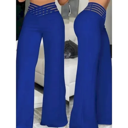 Women's Wide Leg Chinos Baggy Pants Fashion Streetwear Full Length High Waist Plain Elastic Waistband Comfy Soft Comfortable Micro-elastic Outdoor Street Black White Blue Fuchsia Regular Fit - Image 3