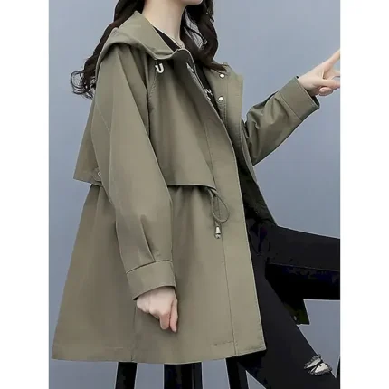 Women's Coat Outdoor Street Daily Wear Fall Winter Regular Coat Regular Fit Thermal Warm Breathable Stylish Casual Jacket Long Sleeve Plain Stripes and Plaid with Pockets Black Army Green Blue - Image 6