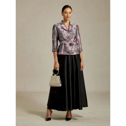 Women's Dressy Tops Floral Elegant Ladies Stylish 3/4 Length Sleeve Shirt Collar Regular Tops Wedding Guest Work Evening Party Purple Spring Fall Winter - Image 6