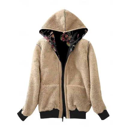 Women's Fleece Jacket Teddy Coat Hoodie Jacket Warm Breathable Zipper Pocket Fleece Lined Casual Butterfly Vacation Street Daily Wear Going out Zipper Regular Hoodie Regular Fit Long Sleeve Outerwear - Image 3