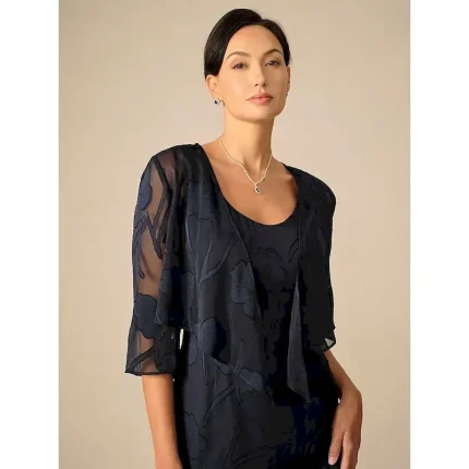 Women's Party Dress Lace Dress Cocktail Dress Midi Dress Dark Blue Short Sleeve Pure Color Lace Summer Spring Fall Crew Neck Fashion Wedding Guest Vacation Summer Dress S M L XL 2XL - Image 5