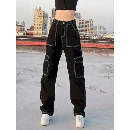 Women's Cargo Pants Fashion Streetwear Full Length High Waist Plain Multi Pocket Comfy Soft Comfortable Micro-elastic Outdoor Street Black Khaki Gray Spring &  Fall Regular Fit - Image 6