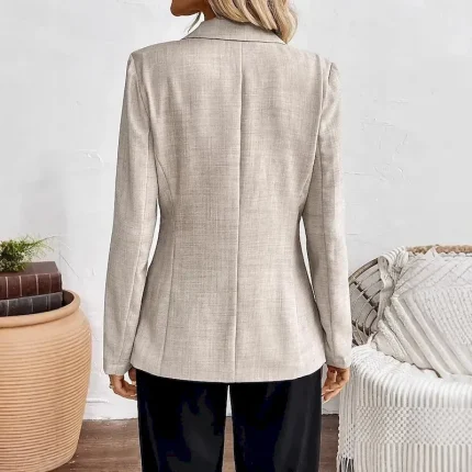 Women's Blazer Comfortable Buttons Elegant Vintage Fashion OL Style Plain Formal Office Work Casual Single Breasted Short Notch Lapel Regular Fit Long Sleeve Outerwear khaki Spring Fall - Image 3