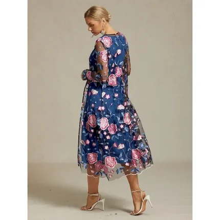 Women's Jacket Coat Blazer Lace Embroidered Elegant Floral Formal Anniversary Wedding Guest Daily Open Front Long Crewneck Regular Fit Long Sleeve Outerwear Fuchsia Spring Fall - Image 3