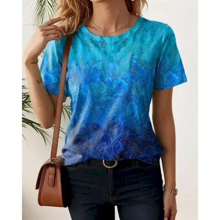 Women's T Shirt Floral Casual Short Sleeve Round Neck Regular Tops Daily Print Black White Light Green Blue Purple Summer