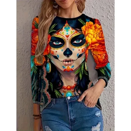 Halloween Women's Casual Jacket Warm Comfortable Skulls Irregular Hem Open Front Elegant Vintage Modern Floral Street Casual Daily Long Collarless  Long Sleeve Outerwear Yellow Pink Khaki Spring - Image 5