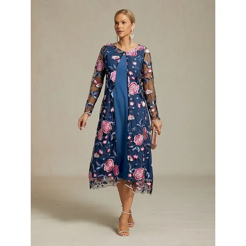 sqcztj1754980818140.webp Women's Jacket Coat Blazer Lace Embroidered Elegant Floral Formal Anniversary Wedding Guest Daily Open Front Long Crewneck Regular Fit Long Sleeve Outerwear Fuchsia Spring Fall - Image 1