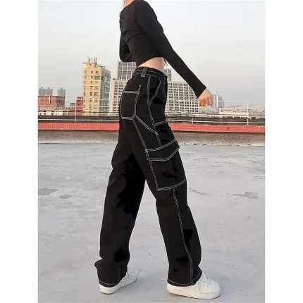 Women's Cargo Pants Fashion Streetwear Full Length High Waist Plain Multi Pocket Comfy Soft Comfortable Micro-elastic Outdoor Street Black Khaki Gray Spring &  Fall Regular Fit - Image 5