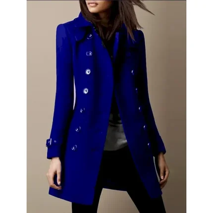 Women's Winter Coat Comfortable Breathable Slim Fit Fashion OL Style Plain Work Street Single Breasted Regular Lapel Regular Fit Long Sleeve Outerwear Black Burgundy Blue Spring Fall - Image 3