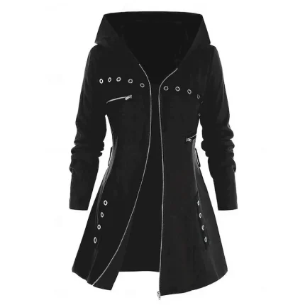 Women's Hoodie Jacket Comfortable Breathable Zipper Pocket Casual Plain Vacation Street Daily Wear Going out Zipper Regular Hooded Regular Fit Long Sleeve Outerwear Black Red Spring Fall - Image 5