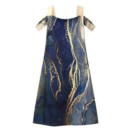 Women's Mini Dress A Line DressCasual Dress T Shirt Dress Tee Dress Sundress Stylish Casual Vacation Casual Daily Regular Fit Graphic Marble Short Sleeve Crew Neck Dusty Blue Spring Fall - Image 6